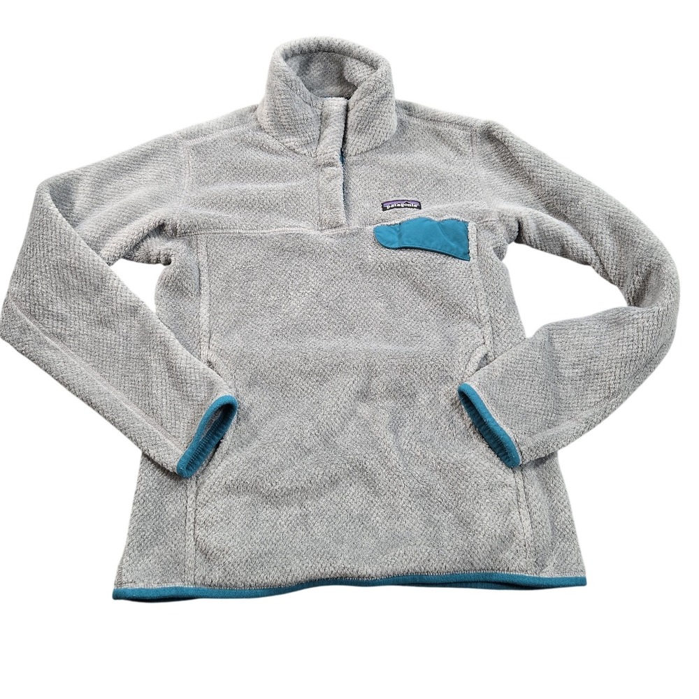 Patagonia Sweater Womens Medium Gray Re-Tool Snap-T Fleece Mock Neck Pullover